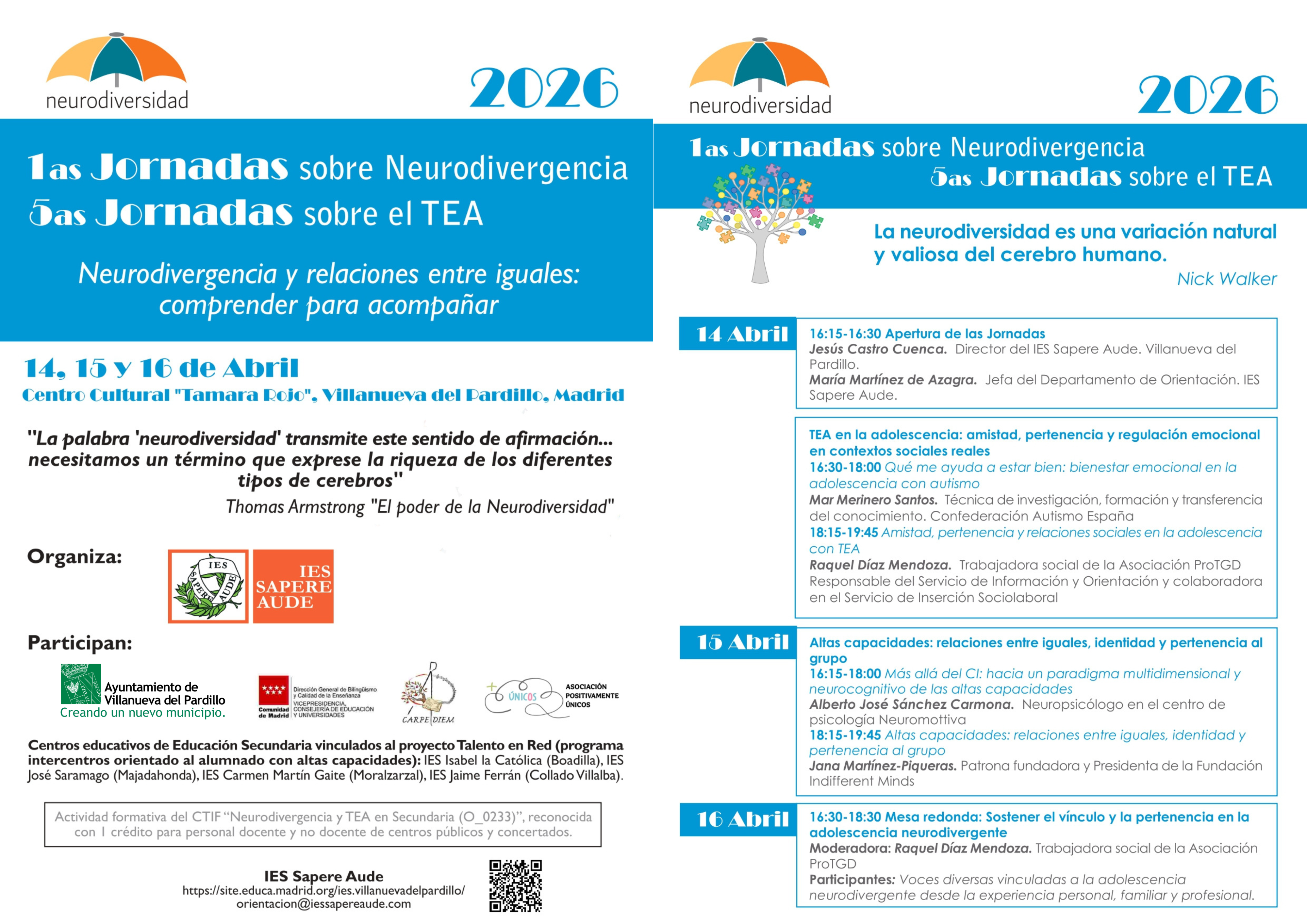 Villanueva del Pardillo acoge las Jornadas sobre el TEA y sobre Neurodivergencia